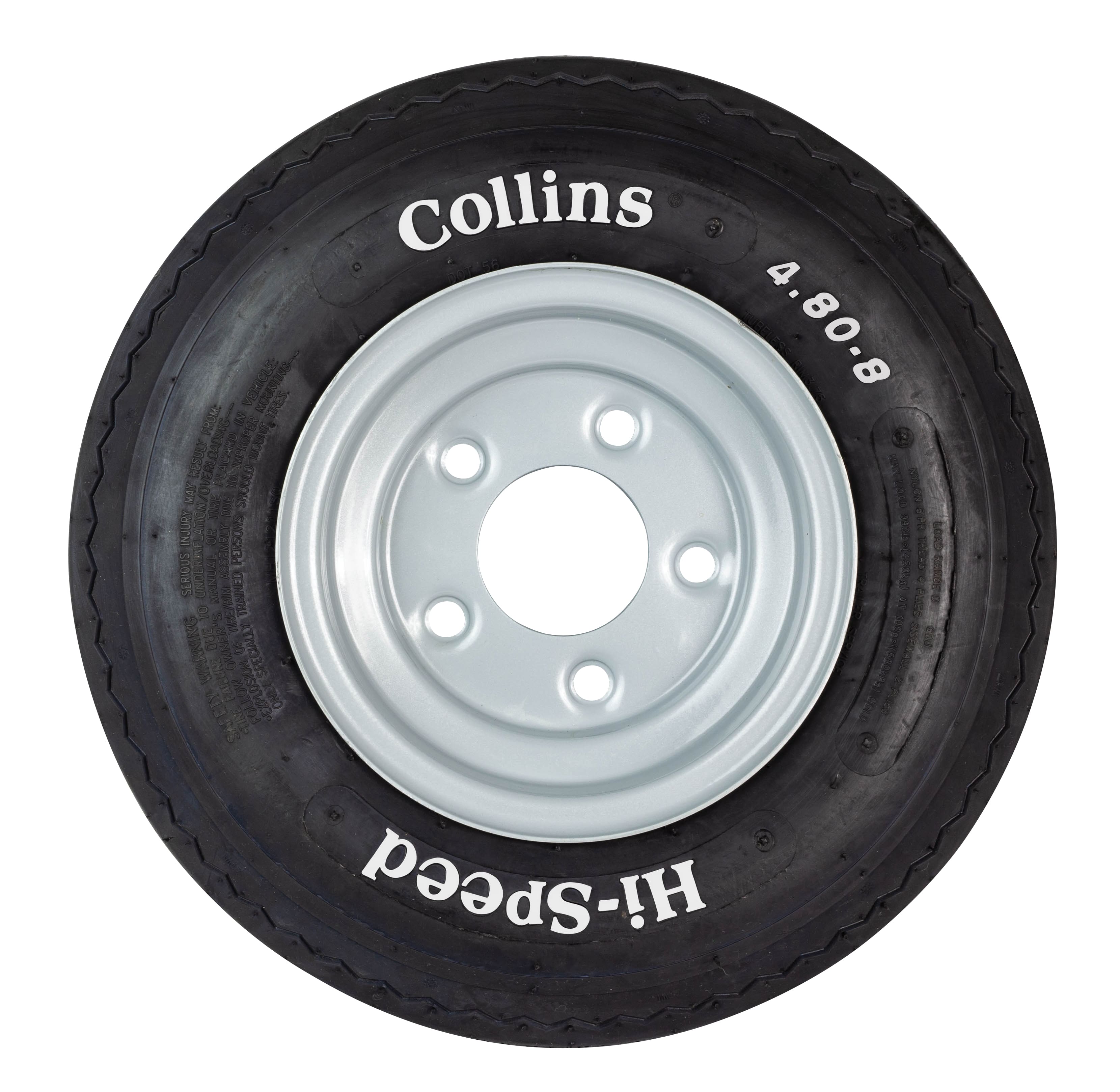 バドルストン8インチtype０ Collins Hi-Speed® 4.80 D Tire with Collins Hi-Capacity Steel Wheel